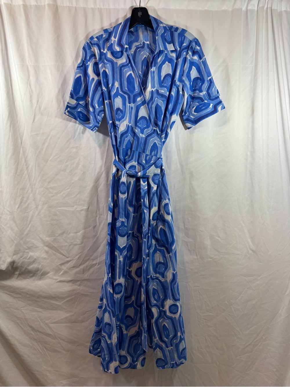 Italy Blue Abstract Print Wrap Dress S